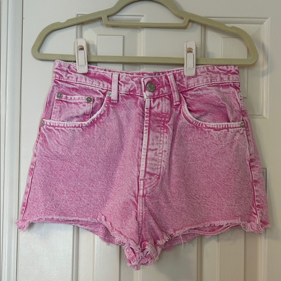 Zara Pants - Zara Pink High-Waist Cutoff Denim Shorts